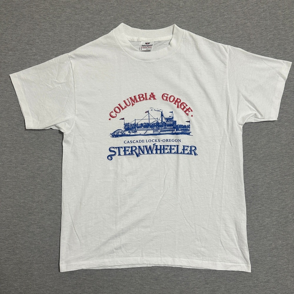 Delta Apparel Columbia Gorge Sternwheeler Oregon Graphic T-Shirt White Large